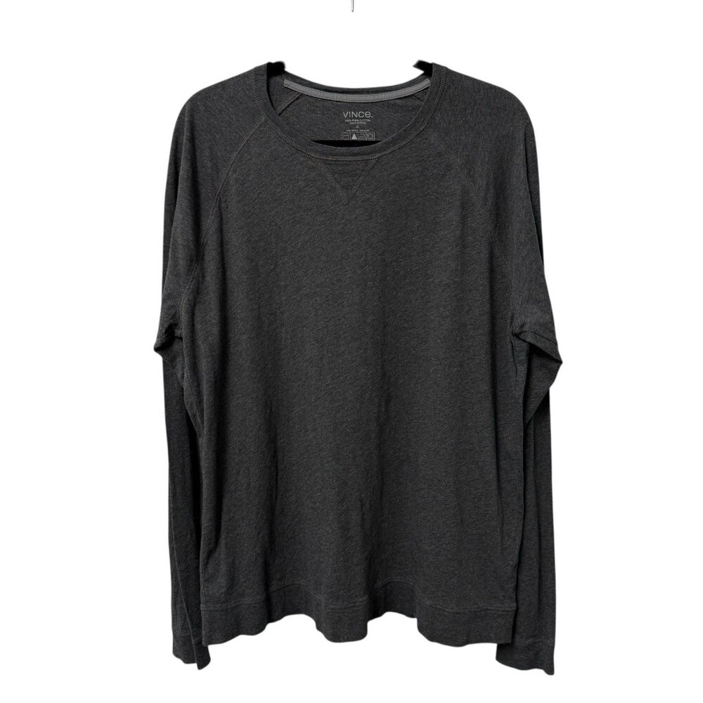 VINCE LONG SLEEVE SHIRT PIMA COTTON GRAY MENS XL LIGHTWEIGHT PULLOVER CREW NECK